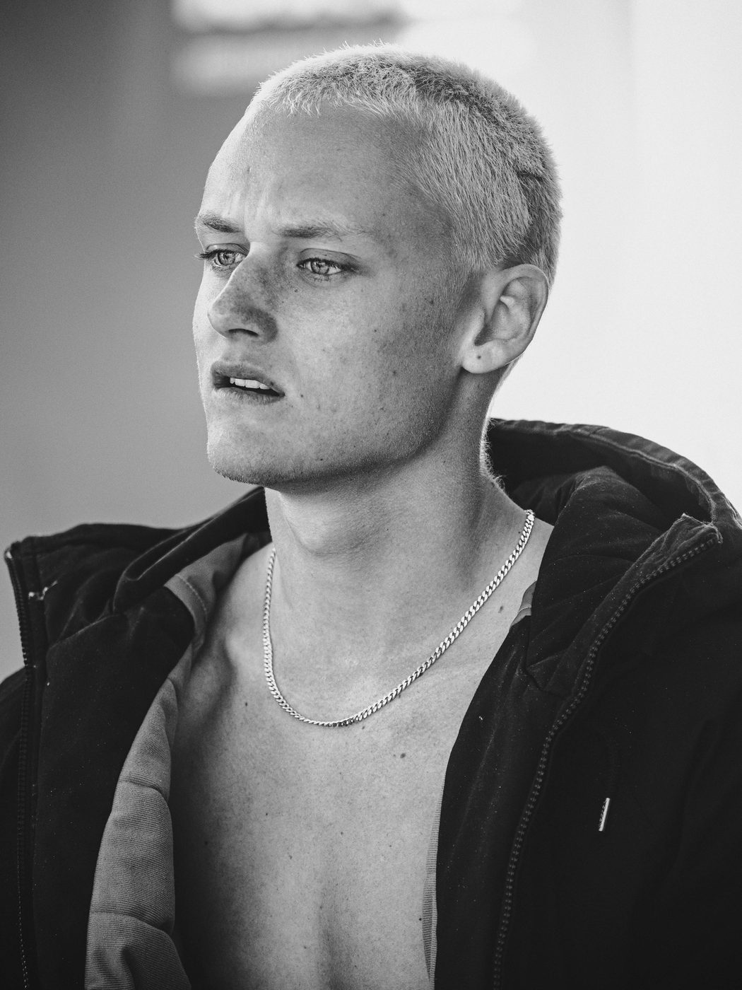 Black and white portrait of Kai Colless